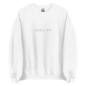 Gildan Area 54 Embroidered White Crewneck Sweater Size Large